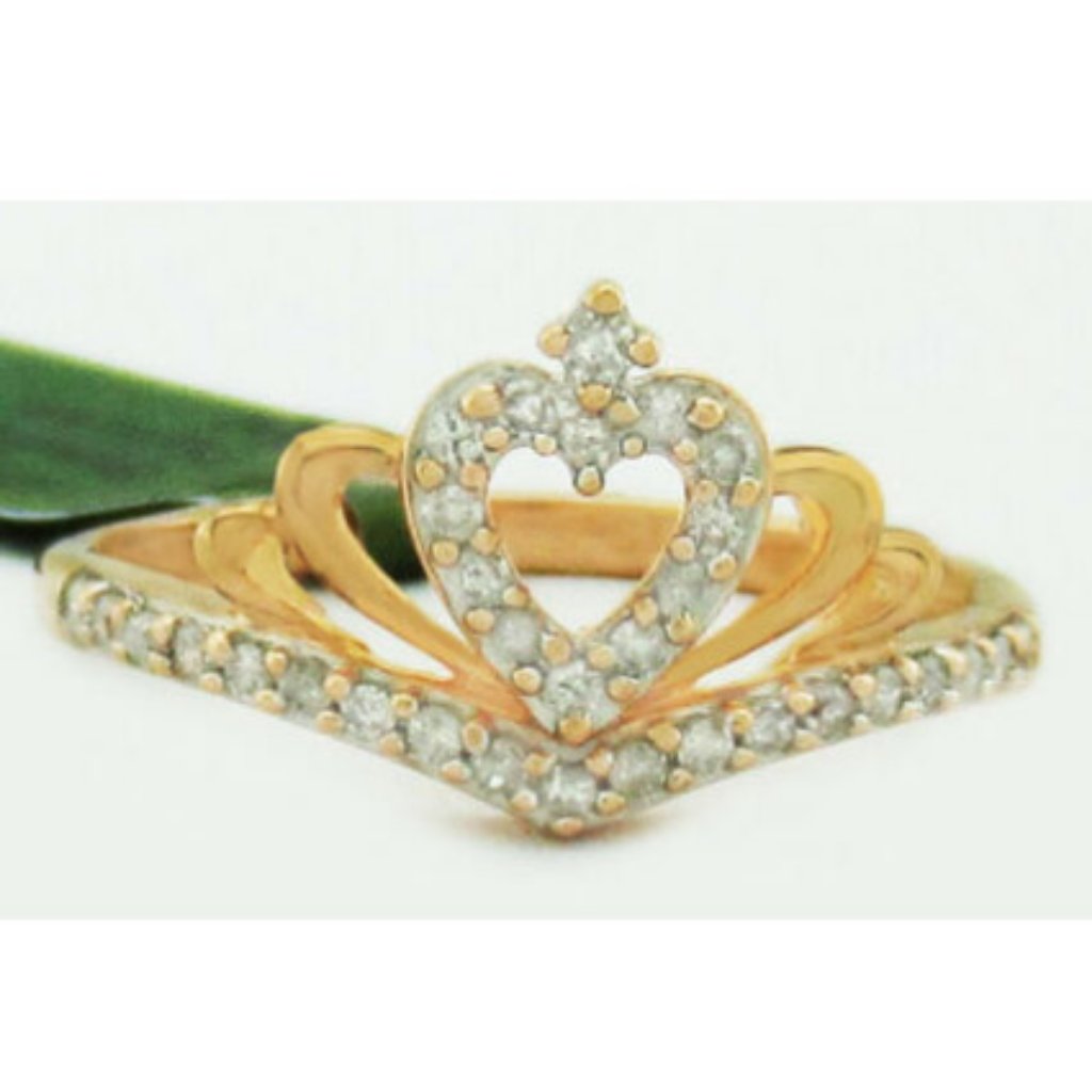Genuine Diamond Crown Heart Ring 10k Rose Gold